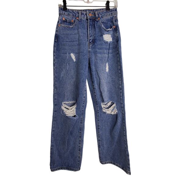 Shein Ripped Blue Jeans Size 4 - Picture 1 of 6